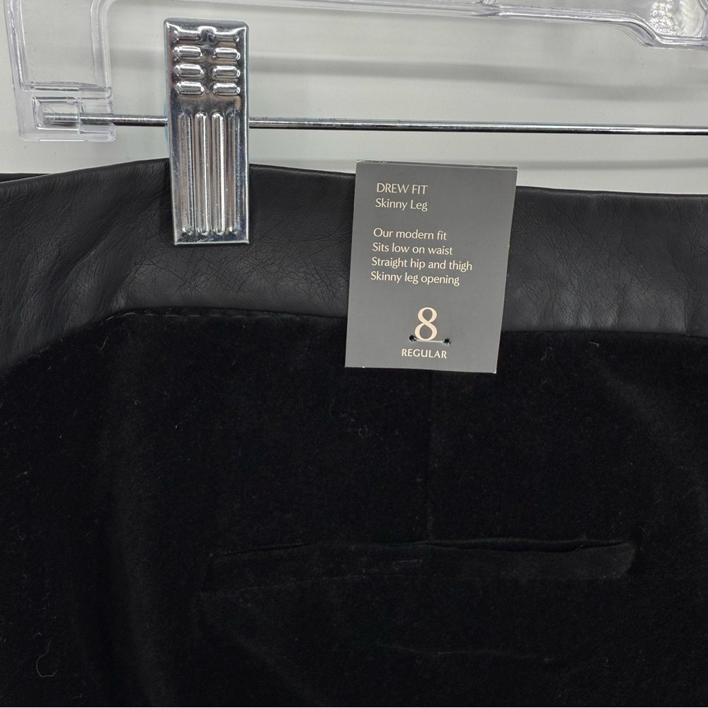 The Limited Drew Fit Women's Black Velvet and Leather Trousers Size 8 - Picture 4 of 8